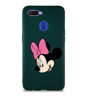 Oppo A12 Soft Premier Kapak Minnie Mouse-B Tasarımlı Silikon Kılıf - Yeşil (Şeffaf)
