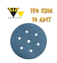 Sia 1949 Hookit 7 Delikli Cırt Zımpara 150 mm - P150 Kum - 10 Adet (Mavi)
