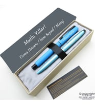 Scrikss İsme Özel Kalem Seti - Mavi Yeşil Krom Roller Kalem + Tükenmez Set (Karışık)