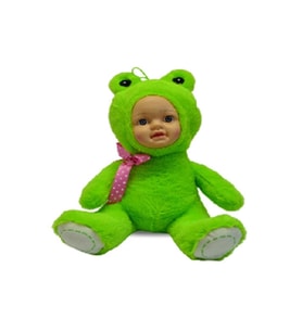 Bebek Yüzlü Sevimli Kurbağa Peluş Oyuncak 35 cm Pembe (Yeşil)
