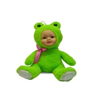 Bebek Yüzlü Sevimli Kurbağa Peluş Oyuncak 35 cm Pembe (Yeşil)