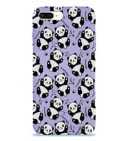 Apple iPhone 7 Plus Uyumlu Lansman Kılıf Panda Tasarımlı İçi Kadife Kapak-Lila (Şeffaf)