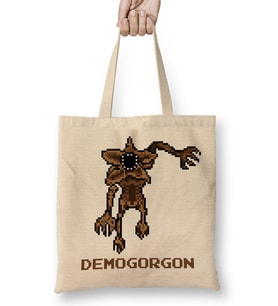 Stranger Things Demogorgon Pixellated Bez Çanta Uzun Saplı