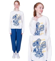 Kız Çocuk Neon Tavşan Baskılı Tasarım Teenage Sweatshirt