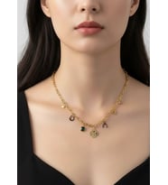 Çelik Gold Yonca Charm'lı Kolye - 25-clkk146