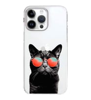 PrintiFy Apple  iPhone 14 Pro ile Uyumlu 1mm Slim Fit Kedi 3 050d Baskılı Şeffaf  Kılıf