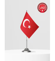Türkiye Tekli Masa Türk Bayrağı Set - Saten Kumaş 1. Kalite