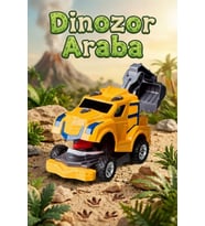 Dinozor Dönüşen Araba Çarpınca Açılan Robot Kamyon Sürtmeli Oyuncak İş Makinesi Sarı