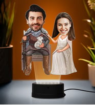 Doğum Günü Hediyesi,Sevgiliye Hediye, Kişiye Özel Fotoğraflı Kral Ve Kraliçe Karikatür 3D Led Lamba (Beyaz)