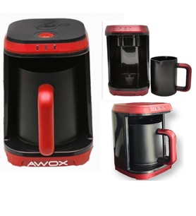 AWOX Kafija Sesli Ve Işıklı Türk Kahve Makinesi 500w Susuz çalışmama emniyeti Otomatik kapanma kırmızı