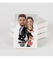 Kişiye Özel Ajan Sevgililer Karikatürlü Taş Buzdolabı Magneti