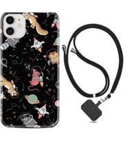 Apple iPhone 11 12 13 Mini Kılıf Boyun Askılı Silikon Planet Animals 1771