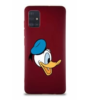 Samsung Galaxy M31S Soft Premier Kapak Donald Duck-F Tasarımlı Silikon Kılıf - Mürdüm (Şeffaf)