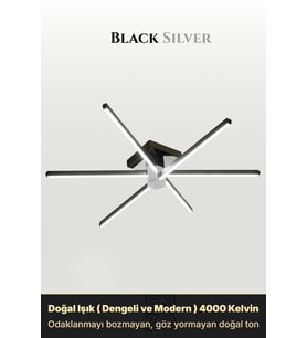 Nova 6 Silver LED Tavan Avize – Kumandalı Dim Edilebilir – Aşağı Işık