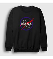 Presmono Unisex Siyah Logo V2 Nasa Space Uzay Sweatshirt 283018tt