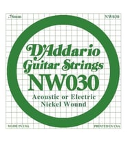 D'Addario NW030 Nickel Wound Elektro/Akustik Gitar Tek Teli - .030 (Aksesuar)  Yüksek Akort Kararlılığı, Korozyona Dayanıklı Ambalaj ve Zengin Manyetik Tepki