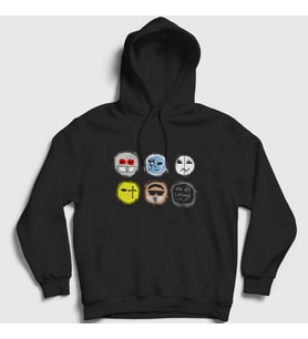 Presmono Unisex Siyah Masks V2 Hollywood Undead Kapüşonlu Sweatshirt 149978tt