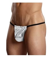 Desire in Motion Parlak Fantezi Erkek Lame Kumaş String Tanga (Gri)