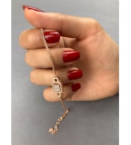Baget Taşlı Rose Kaplama Gümüş Kadın Bileklik