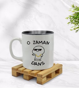 Bk Gift O Zaman Dans Tasarımlı İçi Siyah Renkli Kupa Bardak Model 1