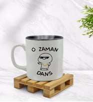 Bk Gift O Zaman Dans Tasarımlı İçi Siyah Renkli Kupa Bardak Model 1