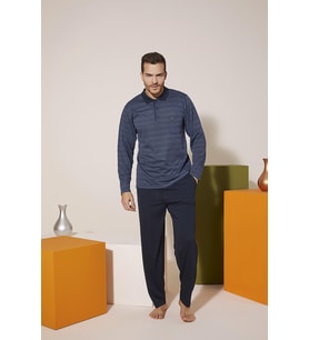 Kly 9213 Erkek Polo Yaka Pijama Takım (Yeşil)
