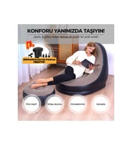 Şişme Koltuk ve Ayak Uzatma Pufu – Ev, Kamp, Ofis Kullanımı İçin, Pompa Hediyeli, Taşınabilir (Siyah)