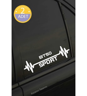 Mazda BT50 Nabız Kalp Atışı Ritim BT50 Araç Uyumlu Oto Sticker 2 Adet Beyaz 20*7CM