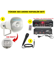 Anons Hoparlör Seti (100 Watt Hoparlör - Mikrofon - USB - SD Kart Girişli Mobil Amfi)