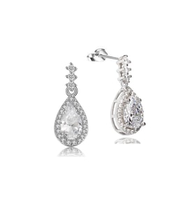 Zirkon Taşı Lusso Damla Diamond Model Kadın Gümüş Küpe (Beyaz)