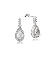 Zirkon Taşı Lusso Damla Diamond Model Kadın Gümüş Küpe (Beyaz)