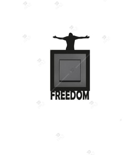Freedom Temalı Tekli Priz Çerçevesi Dekorasyon (Siyah)