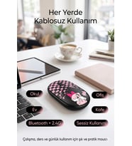 Çift Mod Bluetooth 2.4G Kablosuz Siyah Desenli Sessiz Optik Mouse