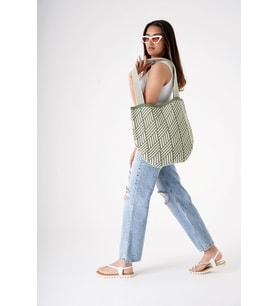Chuba Kadın Etnik Bohem Triko Örgü Shopper Askılı Gündelik El & Omuz Çantası CHAX811 Yeşil