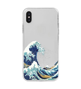 Iphone X ve XS Uyumlu Kanagawa Dalga Tasarımlı Şeffaf Telefon Kılıfı