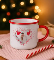 BK Gift Kişiye Özel Fotoğraflı Kırmızı Emaye Kupa Bardak -1, Arkadaşa Hediye, Sevgiliye Hediye