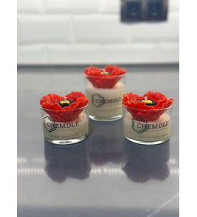 3 lü Set Yasemin Kokulu Gelincik Çiçekli Bardak Mum