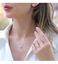 Zirkon Taşlı Lotus Çiçekli Gümüş Set