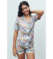 Amoureux Petit Desenli Kısa Saten Pijama Takımı