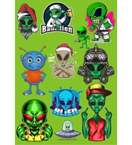 Uzaylı Sticker Set-1 12 Parça Telefon, Tablet, Defter, Laptop Sticker
