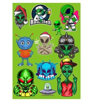 Uzaylı Sticker Set-1 12 Parça Telefon, Tablet, Defter, Laptop Sticker