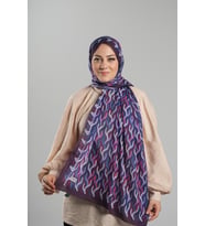 Mor Desenli Şal Kesik Elyaf Dijital Baskılı Pamuksu Çizgili 202115_22