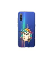 Xiaomi Mi 9 ile Uyumlu Splash Kirpi Tasarımlı Şeffaf Silikon Kılıf