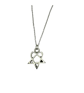 Heartagram Logolu Kolye – Unisex - Gotik Rock Aksesuar 60 cm Zincir (Gümüş)