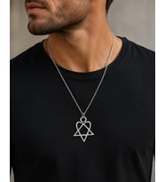 Heartagram Logolu Kolye – Unisex - Gotik Rock Aksesuar 60 cm Zincir