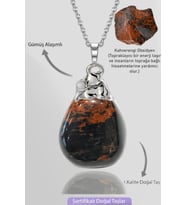Sertifikalı Tamburlanmış Ham Kahverengi Obsidyen Taşı Kolye (Vişne)