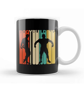 Bodybuilding Silhouette Retro Design Kupa Bardak Porselen