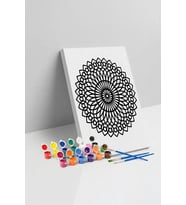 Oval Çiçek Mandala Tuval Boyama Seti 40x50 cm