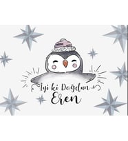 Penguen Temalı Doğum Günü Afişi 35X50 cm