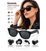 Kameralı Akıllı Gözlük Smart Glasses Güneş Gözlüğü Modern Siyah